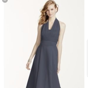 Satin Empire Waist Ball Gown with Halter